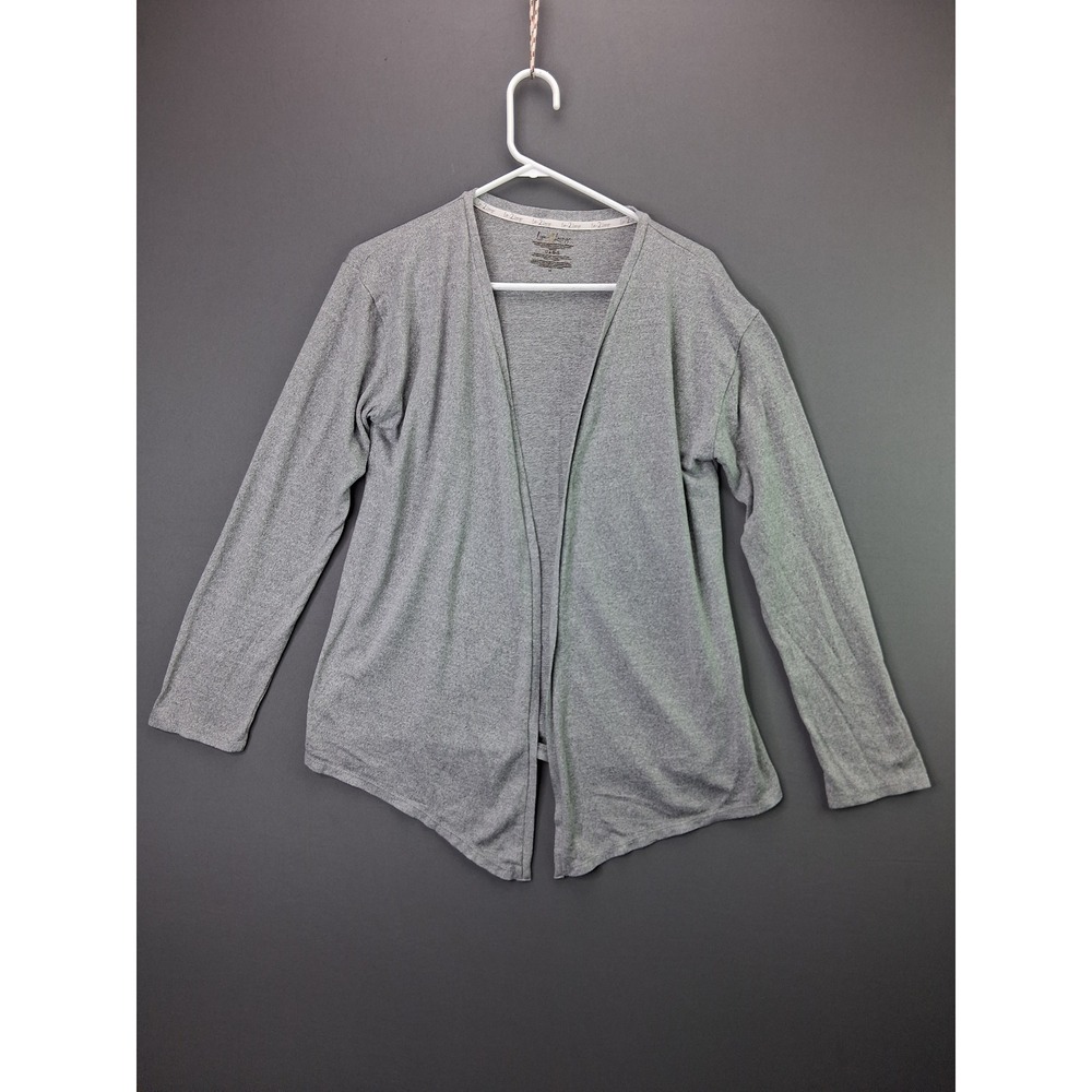 Live 2 Lounge Cardigan Sweater Medium Gray Open Front Long Sleeve Lightweight M
